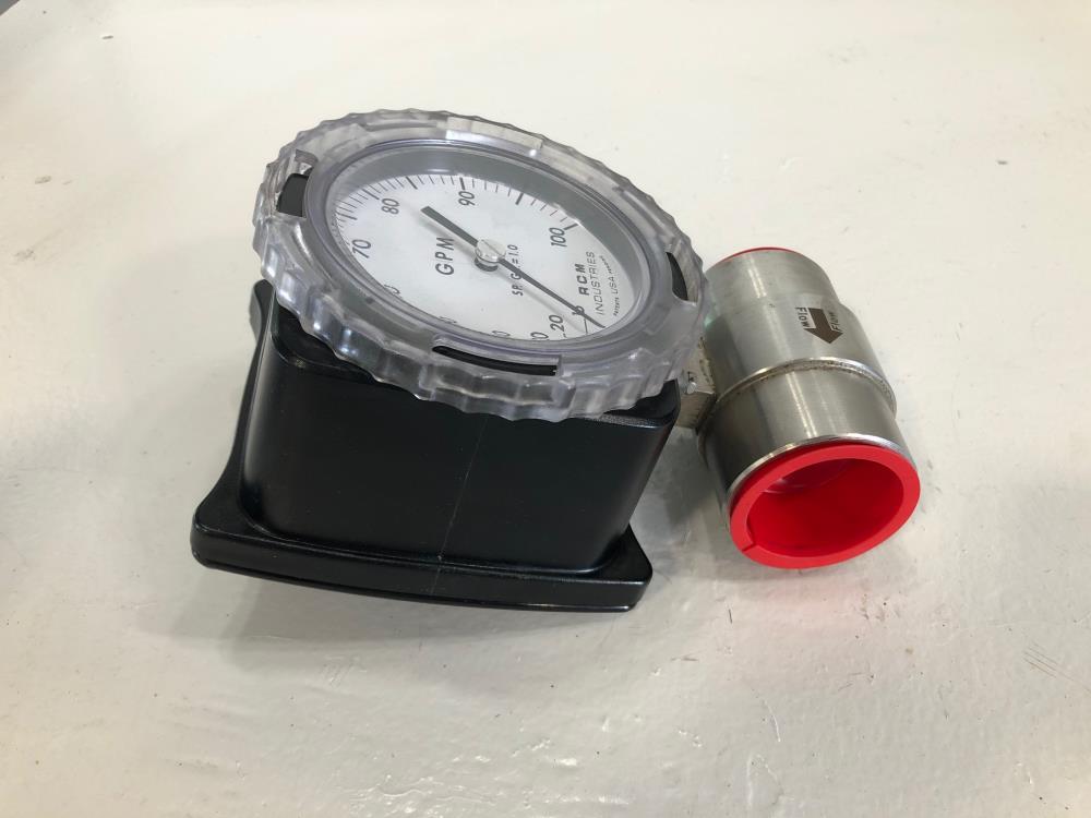 RCM Industries 1-1/2" NPT Stainless Steel Flowmeter, 0-100 GPM, 1 1/2-73-L-100-A